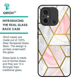 Geometrical Marble Glass Case for Redmi 12C