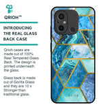 Turquoise Geometrical Marble Glass Case for Redmi 12C