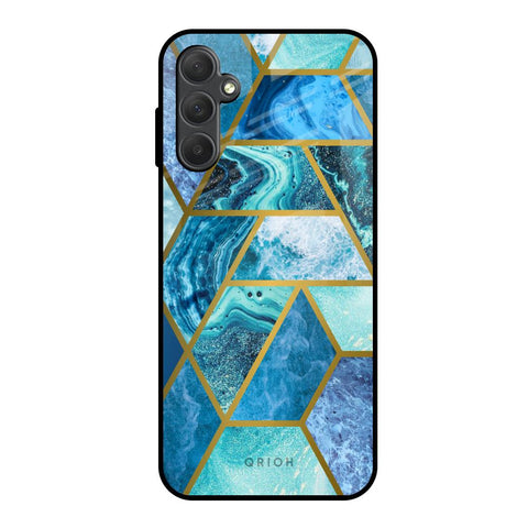 Turquoise Geometrical Marble Samsung Galaxy M14 5G Glass Back Cover Online