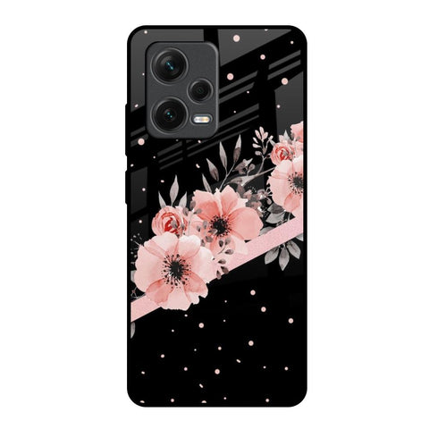 Floral Black Band Redmi Note 12 Pro 5G Glass Back Cover Online