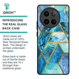 Turquoise Geometrical Marble Glass Case for Vivo X90 Pro 5G