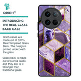 Purple Rhombus Marble Glass Case for Vivo X90 Pro 5G