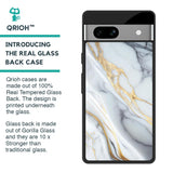 White Grey Marble Glass Case for Google Pixel 7A