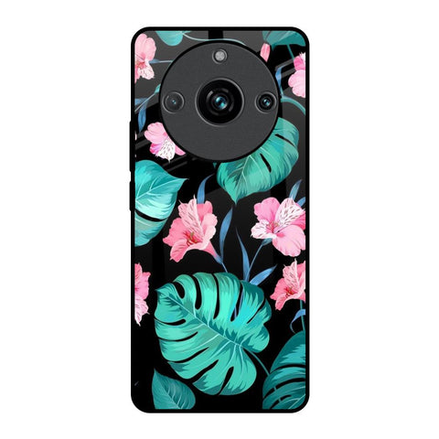 Tropical Leaves & Pink Flowers Realme 11 Pro Plus 5G Glass Back Cover Online