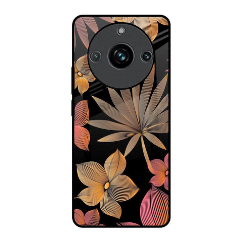 Lines Pattern Flowers Realme 11 Pro Plus 5G Glass Back Cover Online