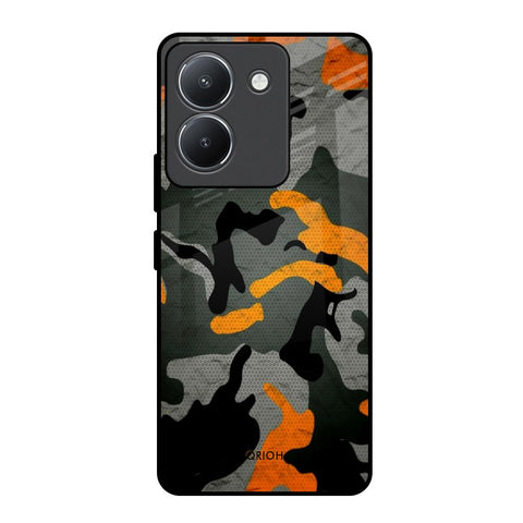 Camouflage Orange Vivo Y36 Glass Back Cover Online