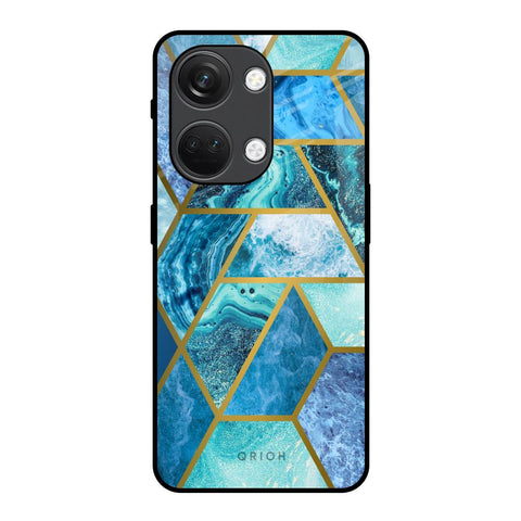 Turquoise Geometrical Marble OnePlus Nord 3 5G Glass Back Cover Online