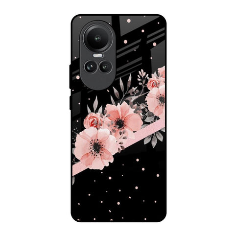 Floral Black Band Oppo Reno10 5G Glass Back Cover Online