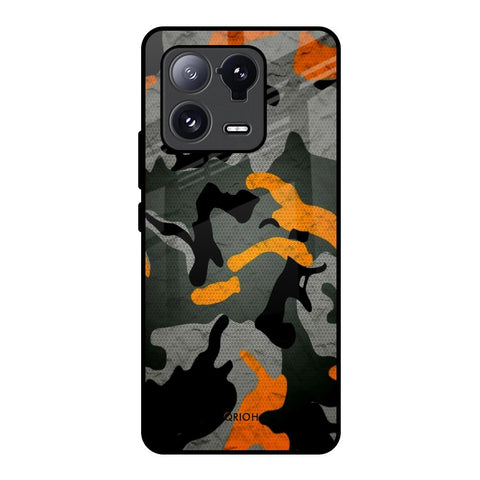 Camouflage Orange Mi 13 Pro Glass Back Cover Online