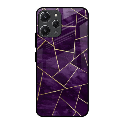Geometric Purple Redmi 12 Glass Back Cover Online