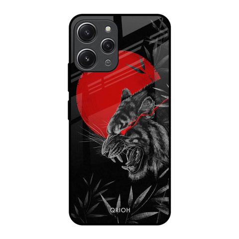 Red Moon Tiger Redmi 12 Glass Back Cover Online