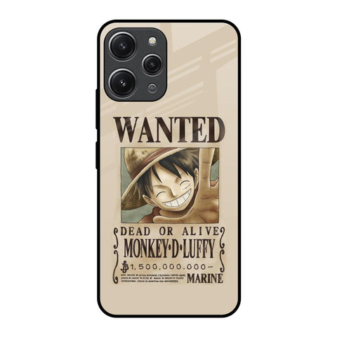 Luffy Wanted Redmi 12 Glass Back Cover Online