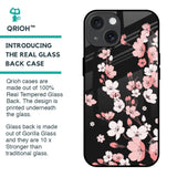 Black Cherry Blossom Glass Case for iPhone 15