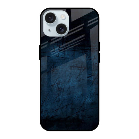 Dark Blue Grunge iPhone 15 Glass Back Cover Online