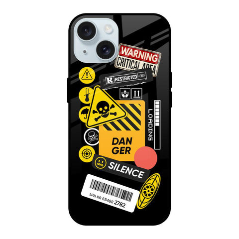 Danger Signs iPhone 15 Glass Back Cover Online