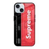 Supreme Ticket iPhone 15 Glass Back Cover Online