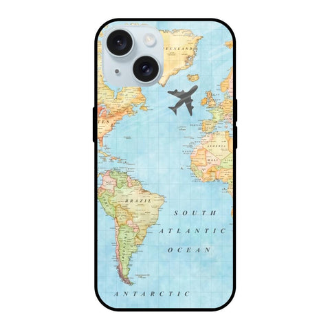 Travel Map iPhone 15 Glass Back Cover Online