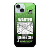 Zoro Wanted iPhone 15 Glass Back Cover Online