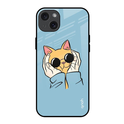 Adorable Cute Kitty iPhone 15 Plus Glass Back Cover Online