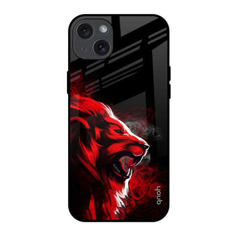 Red Angry Lion iPhone 15 Plus Glass Back Cover Online