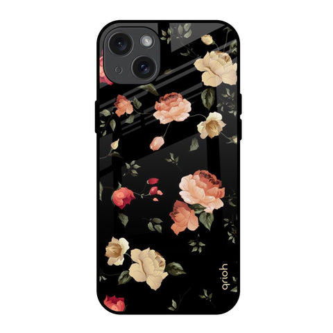 Black Spring Floral iPhone 15 Plus Glass Back Cover Online