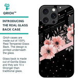 Floral Black Band Glass Case For iPhone 15 Pro Max