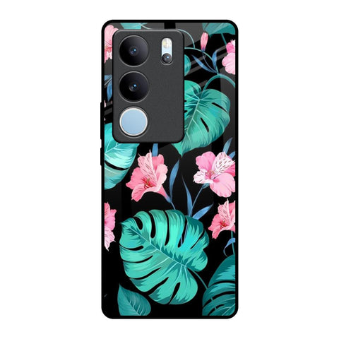 Tropical Leaves & Pink Flowers Vivo V29 5G Glass Back Cover Online