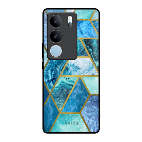 Turquoise Geometrical Marble Vivo V29 5G Glass Back Cover Online