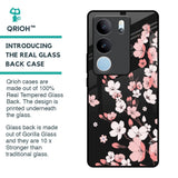 Black Cherry Blossom Glass Case for Vivo V29 5G