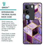 Purple Rhombus Marble Glass Case for Vivo V29 5G