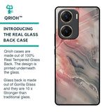 Pink And Grey Marble Glass Case For Vivo V29e 5G