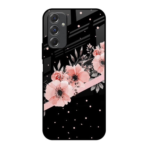 Floral Black Band Samsung Galaxy F34 5G Glass Back Cover Online