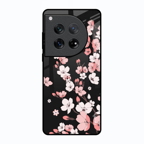 Black Cherry Blossom Oneplus 12 Glass Back Cover Online