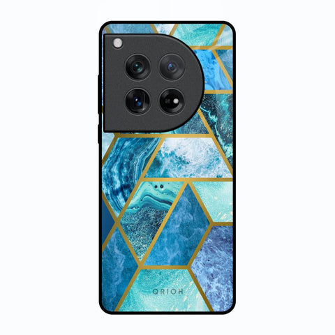 Turquoise Geometrical Marble Oneplus 12 Glass Back Cover Online