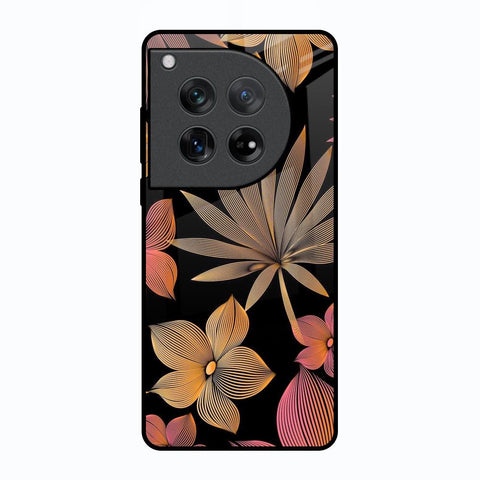 Lines Pattern Flowers Oneplus 12 Glass Back Cover Online