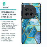 Turquoise Geometrical Marble Glass Case for Oneplus 12