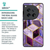 Purple Rhombus Marble Glass Case for Oneplus 12