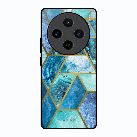 Turquoise Geometrical Marble Vivo X100 5G Glass Back Cover Online