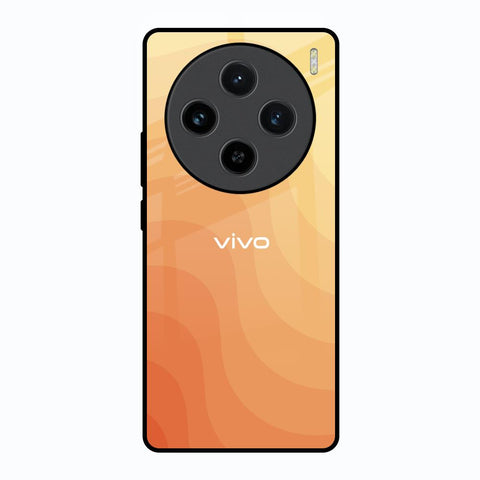 Orange Curve Pattern Vivo X100 5G Glass Back Cover Online