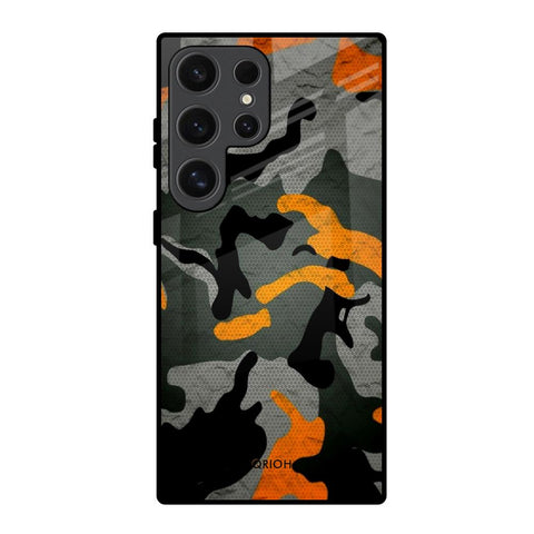 Camouflage Orange Samsung Galaxy S24 Ultra 5G Glass Back Cover Online