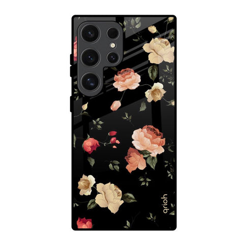 Black Spring Floral Samsung Galaxy S24 Ultra 5G Glass Back Cover Online