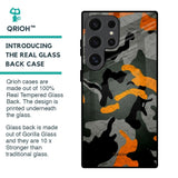 Camouflage Orange Glass Case For Samsung Galaxy S24 Ultra 5G