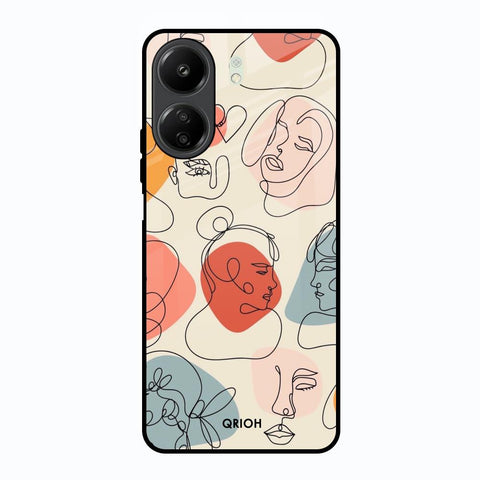 Abstract Faces Redmi 13C Glass Back Cover Online