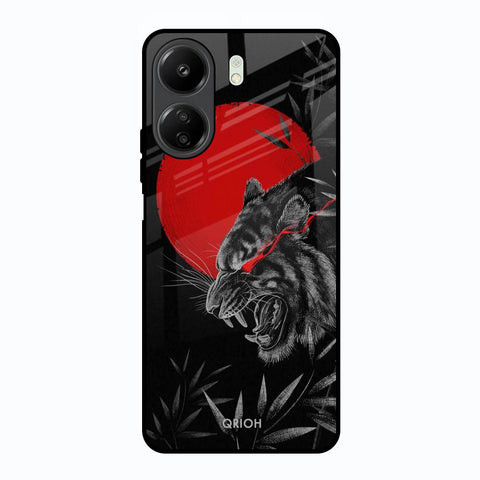 Red Moon Tiger Redmi 13C Glass Back Cover Online