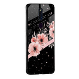 Floral Black Band Glass Case For Oppo F11 Pro