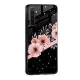 Floral Black Band Glass Case For Realme 9 5G