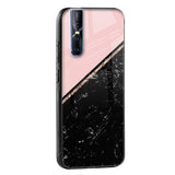 Marble Texture Pink Glass Case For Vivo V23 5G